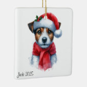 Personalisierter Jack Russell Dog Tragen einer Wei Keramikornament (Rechts)