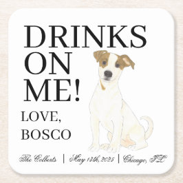 Personalisierter Jack Russell Terrier Dog Wedding Rechteckiger Pappuntersetzer