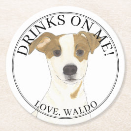 Personalisierter Jack Russell Terrier Wedding Runder Pappuntersetzer