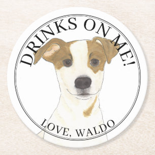 Personalisierter Jack Russell Terrier Wedding Runder Pappuntersetzer