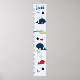 Personalisierter Jackson Whale/Fish Growth Chart Poster