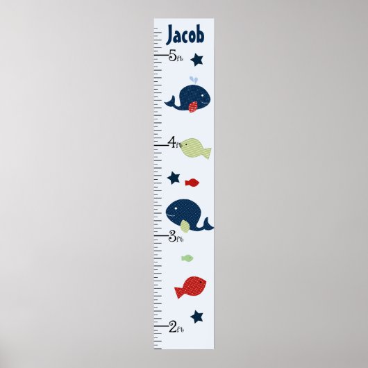 Personalisierter Jackson Whale/Fish Growth Chart Poster (Vorne)