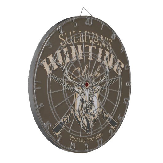 Personalisierter JägerNAME Deer Rifjagd Club Dartscheibe (Vorderseite Links)