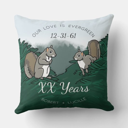 Personalisierter Jahrestags-immergrüne Kissen (Rückseite)