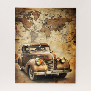Personalisierter Jahrgangswagen   Antike Weltkarte Puzzle