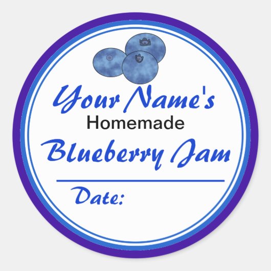 Personalisierter Jam Jar Labels Blueberry Jam Roun Runder Aufkleber (Vorderseite)