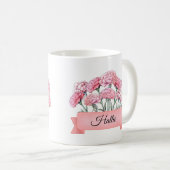 Personalisierter Januar Blume Carnation Custom Kaffeetasse (VorderseiteRechts)