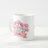 Personalisierter Januar Blume Carnation Custom Kaffeetasse (Vorderseite Links)