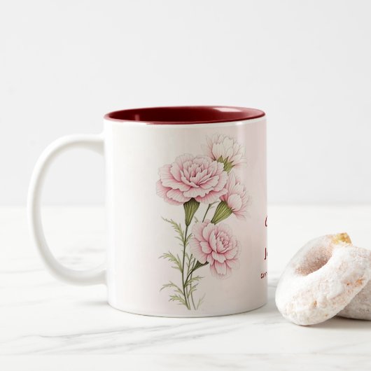 Personalisierter Januar Geburtsmonat Blume Tasse - (Mit Donut)