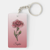 Personalisierter Januar Geburtsstunde Blume Carnat Schlüsselanhänger (Rückseite)