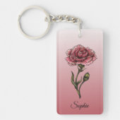 Personalisierter Januar Geburtsstunde Blume Carnat Schlüsselanhänger (Vorderseite)