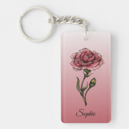 Personalisierter Januar Geburtsstunde Blume Carnat Schlüsselanhänger