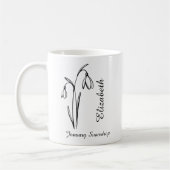 Personalisierter Januar-Geburtstag Schneeglöckchen Kaffeetasse (Links)