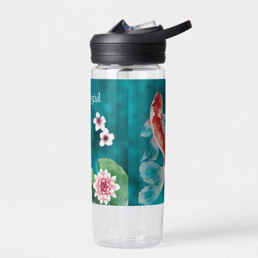 Personalisierter japanischer Koi-Fisch, Kirschblüt Trinkflasche (Links)