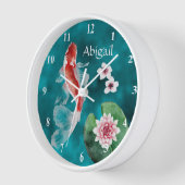 Personalisierter japanischer Koi-Fisch, Kirschblüt Uhr (Winkel)