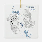 Personalisierter japanischer Koi Fisch Schwimmen W Keramikornament (Rückseite)