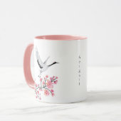 Personalisierter japanischer Kranich und Kirschblo Tasse (Vorderseite Links)