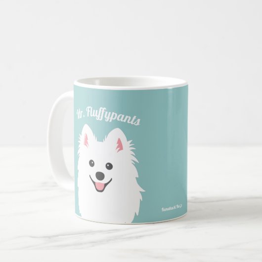 Personalisierter japanischer Spitz-Hund / Samoyed Kaffeetasse (Vorderseite Links)