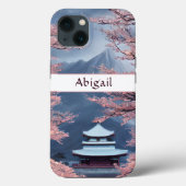 Personalisierter japanischer Tempel, Kirschblüten Case-Mate iPhone Hülle (Rückseite)