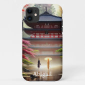 Personalisierter japanischer Wassertempel, Grüne Case-Mate iPhone Hülle (Rückseite)
