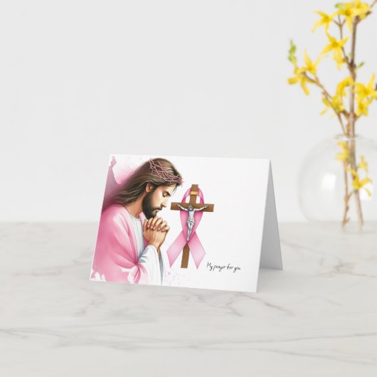 Personalisierter Jesus, der Brustkrebs betet Karte (Gelbe Blume)