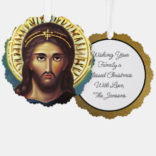 Personalisierter Jesus Weihnachten Religiöse Chris Ornament Karte