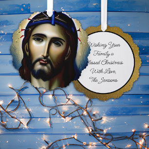 Personalisierter Jesus Weihnachten Religiöse Chris Ornament Karte