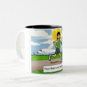 Personalisierter Jogger, Runner - Cartoon von Frau Zweifarbige Tasse (Vorderseite Links)