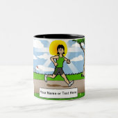 Personalisierter Jogger, Runner - Cartoon von Frau Zweifarbige Tasse (Mittel)