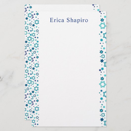 Personalisierter jüdischer Star Briefpapier (Vorne/Hinten)