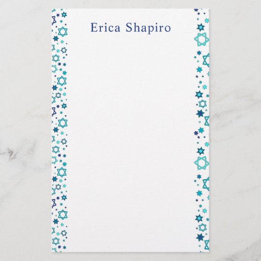 Personalisierter jüdischer Star Briefpapier (Vorderseite)