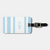 Personalisierter Jugendcampingplatz Blaue Streifen Gepäckanhänger (Vorderseite horizontal)