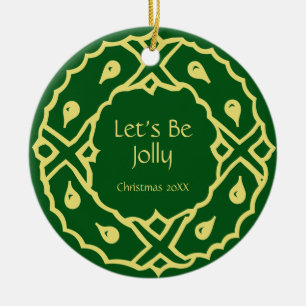 Personalisierter Jugendstil-Weihnachtskranz Keramik Ornament