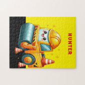 Personalisierter Junge-Dampfwalze Puzzle (Horizontal)