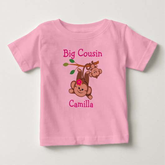 Personalisierter Junge, Girl Affen Big Cousin Baby T-shirt (Vorderseite)