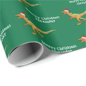 Personalisierter Junge Name Weihnachten Dinosaurie Geschenkpapier (Rolleneckpunkt)
