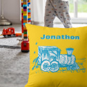 Personalisierter Junge Zimmer YELLOW Choo-Zug Kissen