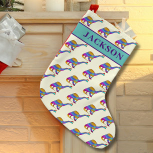 Personalisierter Jungenname Weihnachten Dinosaurie Kleiner Weihnachtsstrumpf