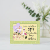 Personalisierter Junggeselinnen-Abschied Wellness- Einladungspostkarte (Stehend Vorderseite)