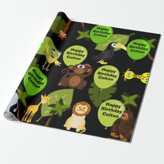 Personalisierter Jungle Geburtstag Geschenkpapier (Ungerollt)
