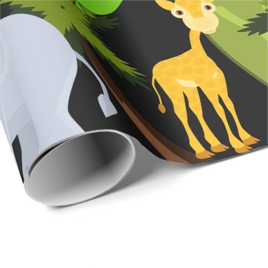 Personalisierter Jungle Geburtstag Geschenkpapier (Rolleneckpunkt)