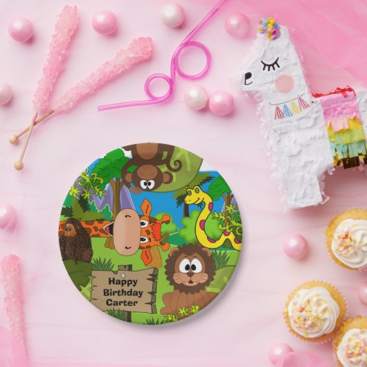 Personalisierter Jungle Geburtstag Pappteller (Party)