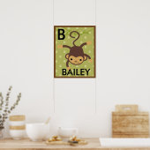 Personalisierter Jungle Monkey Mauer Name Poster (Küche)