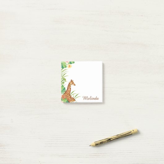 Personalisierter Jungle Safari Giraffe Post-it Klebezettel (Auf Schreibtisch)
