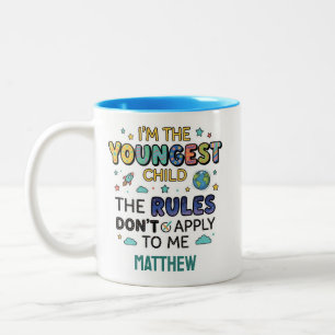Personalisierter Jüngster-Kind-Weltraum-Kinder-Lus Zweifarbige Tasse