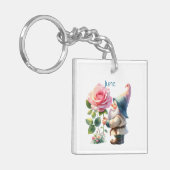 Personalisierter Juni Geburtsmonat Garten Gnome Schlüsselanhänger (Vorderseite links)