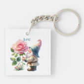 Personalisierter Juni Geburtsmonat Garten Gnome Schlüsselanhänger (Rückseite)