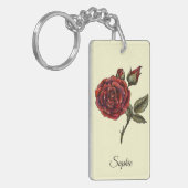 Personalisierter Juni Geburtstag Blume Rose Schlüs Schlüsselanhänger (Vorderseite links)