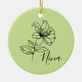 Personalisierter Juni Honeysuckle Birth Blume Gesc Keramik Ornament (Vorne)