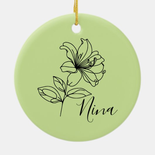 Personalisierter Juni Honeysuckle Birth Blume Gesc Keramik Ornament (Hinten)